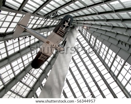 The United States Marine Corps Museum in Quantico, VA.  An F4-U Corsair hangs from the ceiling above the entryway.