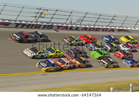 TALLADEGA, AL - OCT 31:  The NASCAR Sprint Cup Series teams take to the track for the AMP Energy Juice 500 race  on Oct 31, 2010 at the Talladega Superspeedway in Talladega, AL.