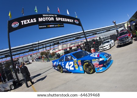 FORT WORTH, TX - NOV 05:  Juan Pablo Montoya race car back in the garage during for a practice session for the AAA Texas 500 race on NOV 5, 2010 at the Texas Motor Speedway in Fort Worth, TX.