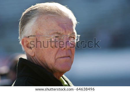 FORT WORTH, TX - NOV 05:  Coach Joe Gibbs watches qualifying for the AAA Texas 500 race on NOV 5, 2010 at the Texas Motor Speedway in Fort Worth, TX.