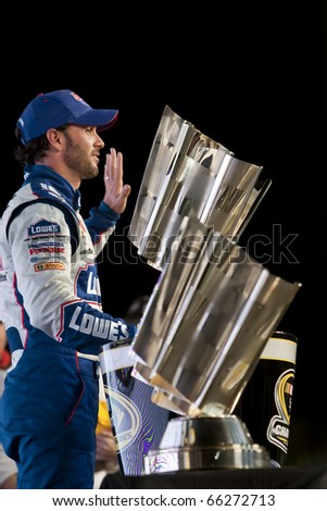 HOMESTEAD, FL - NOV 21:  Jimmie Johnson wins the NASCAR Sprint Cup Championship on Nov 21, 2010 at the Homestead-Miami Speedway in Homestead, FL.
