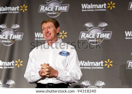 CONCORD, NC - JAN. 26: NASCAR Sprint Cup champion, Bill Elliott takes questions from the media during the Wal-Mart press conference in Concord, NC on 26 January, 2012.