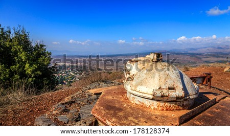 Military bunker access point on Mount Bental on the border between Israel and Syria