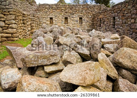 Ruins of a stone house in Machu Picchu