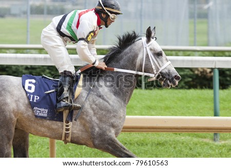 LOUISVILLE, KY - JUNE 18: Stephen Foster Day at Churchill Downs horse race track June 18, 2011 in Louisville, KY. VIP (jockey Aldo Canchano) places 6th at the Arabians race