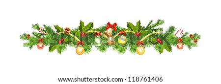 Christmas decoration with spruce tree - stock vector