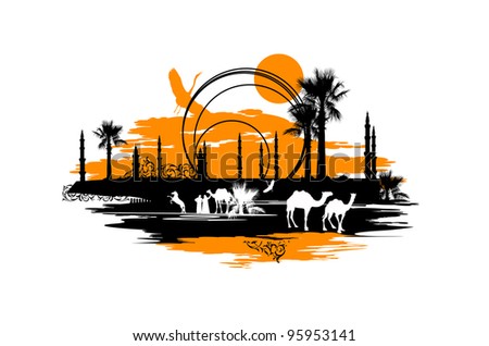 Stop in the desert for recreation camels
