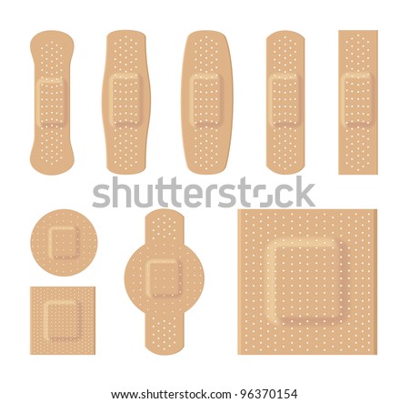 Bandages various sizes body color on a white background