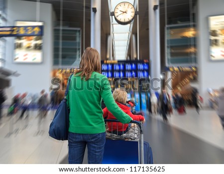 family in the airport