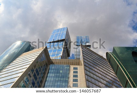 MOSCOW, RUSSIA - JULY 13: Moscow City on July 13, 2013 in Moscow, Russia. Planned to combine business, entertainment and living space for 300,000 people. Cost estimated at $12 billion
