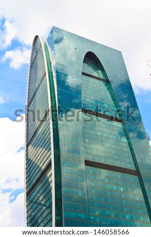 MOSCOW, RUSSIA - JULY 13: Moscow City on July 13, 2013 in Moscow, Russia. Planned to combine business, entertainment and living space for 300,000 people. Cost estimated at $12 billion