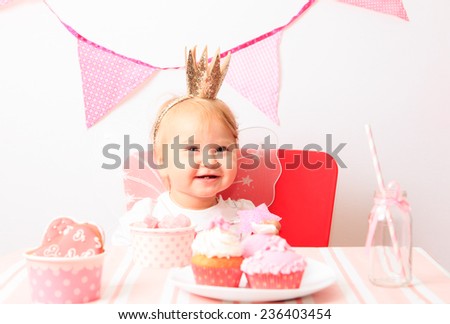happy little princess at pink girls party