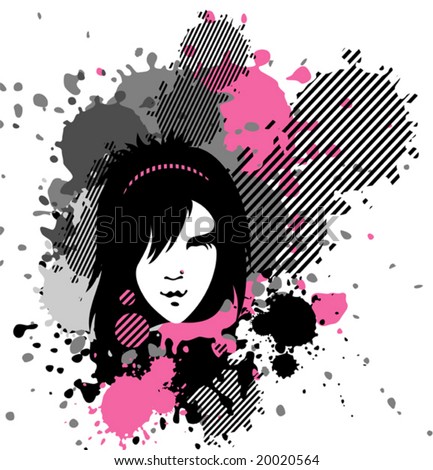 vector emo girl in stains, 