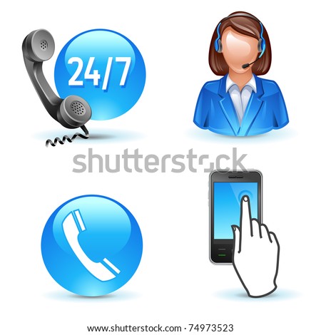 Customer service support phone call-center mobile icons Customer service support phone call-center mobile icons