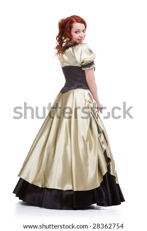  Fashion on Pretty Rust Coloured Woman In Old Fashioned Dress Stock Photo 28362754