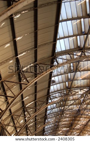 Roof construction at the main train station in Prague, Czech republic