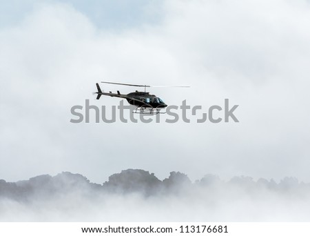 The helicopter above the plateau Roraima tepui - Venezuela, Latin America