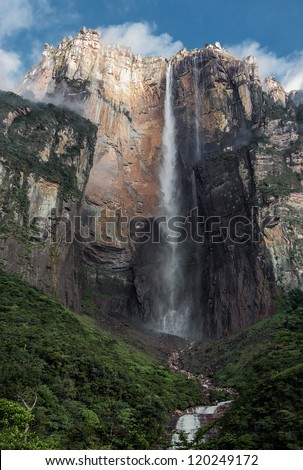 Morning View Of The Angel Falls ( Salto Angel ) Is Worlds Highest Waterfalls (978 M) - Venezuela , Latin America