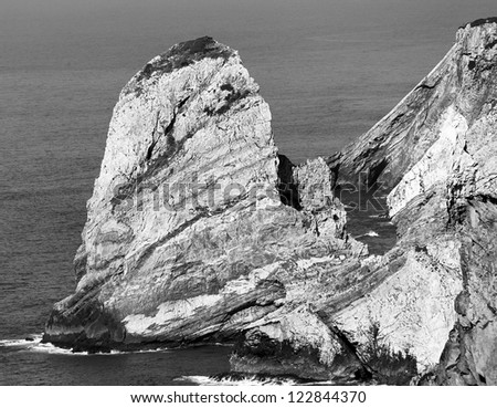 The rocks of the Cabo da Roca, the western point of Europe - Portugal (black and white)