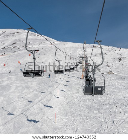 One of chair lifts in a ski resort of a valley of Zillertal - Mayrhofen, Austria