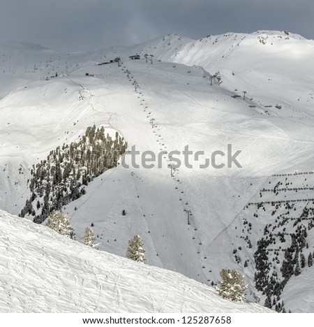 The view from the Penken on the black ski route Ã?Â¢??17 on Horberg peak - Mayrhofen, Austria