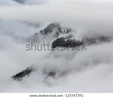 The mountains in the valley Zillertal in bad weather - Mayrhofen region, Austria
