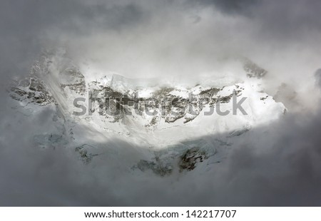 Mount Everest region in poor weather - Nepal