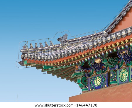 Architectural fragments of palace in Beijing , China