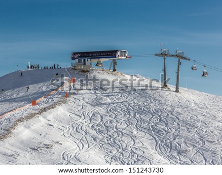 One of chair lifts in a ski resort of a valley of the Zillertal - Mayrhofen, Austria