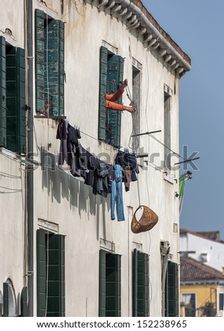 The linen dried outside the windows - Venice, Italy