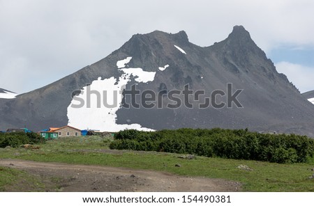Beautiful landscape with paek Camel at the foot of the volcano Avachinsky - Kamchatka, Russia