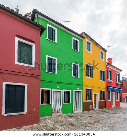 Houses painted in bright colors are the hallmark of the island of Burano - Venice, Italy