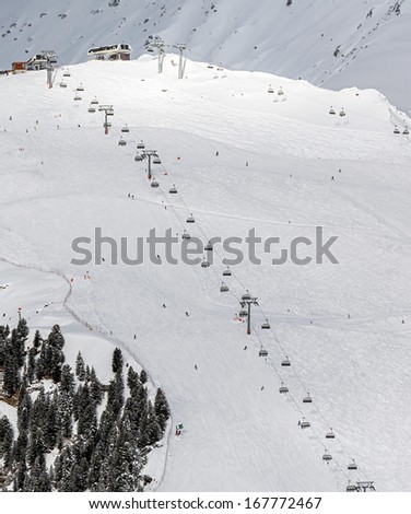 The view from the Penken on the black ski route Ã?Â�Ã?Â²Ã?Â¢??Ã?Â¢??17 on Horberg peak - Mayrhofen region, Austria