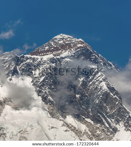 View of the Mt. Everest (8848 m) from South - Nepal, Himalayas