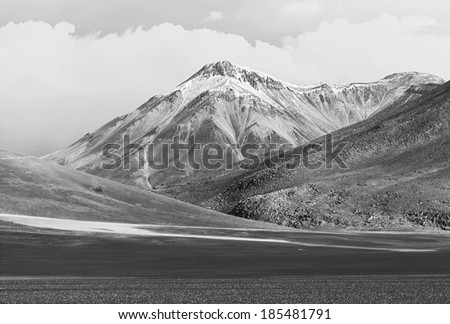 Desert plateau of the Altiplano, Bolivia (black and white)