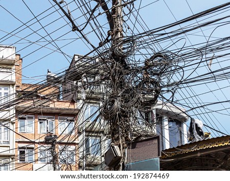 The chaos of cables and wires in Kathmandu - Nepal