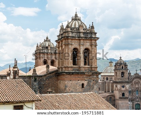 Cusco cathedral in Sacred Valley Peru UNESCO World Heritage Site Cusco cathedral in Sacred Valley Peru UNESCO World Heritage Site