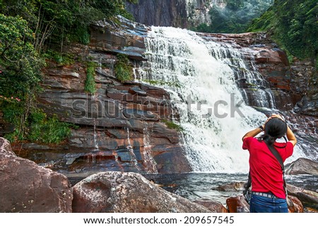 Small cascade at the foot of Angel Falls (Salto Angel) - Venezuela, South America