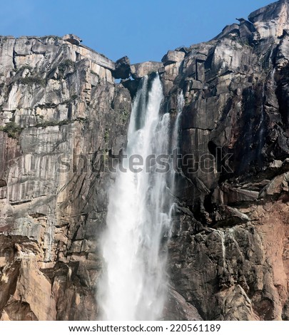 View of the Angel Falls is world highest waterfalls (978 m) - Venezuela