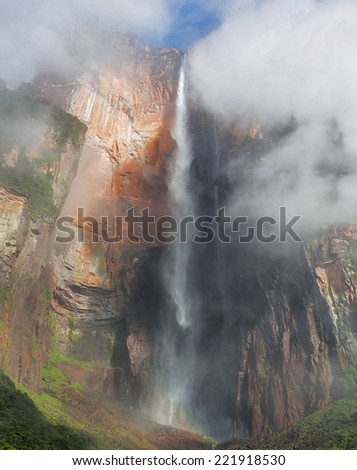 Kerepakupai Vena. Angel Falls or Salto Angel is worlds highest waterfalls (978 m) - Venezuela, South America