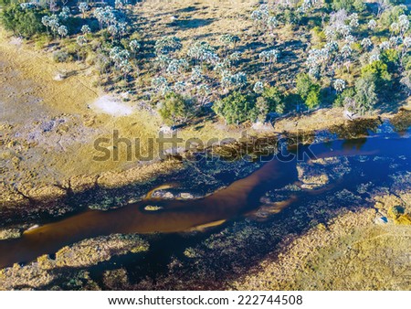 Okavango delta (Okavango Grassland) is one of the Seven Natural Wonders of Africa (view from the airplane) - Botswana, South-Western Africa