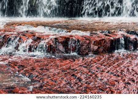 River and the waterfall in Jasper Canyon - Gran Sabana, Venezuela, Latin America