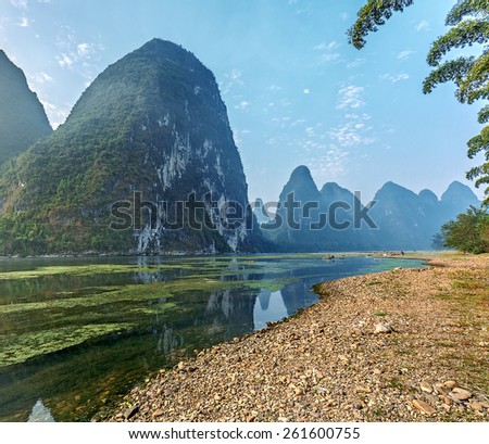 Nice morning on the river at sunrise - The Li River, Xingping