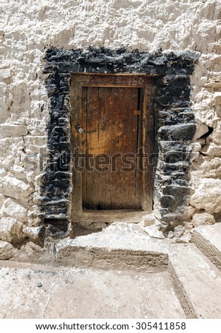 Ancient door at Thiksey Gompa - Ladakh, Jammu and Kashmir, India