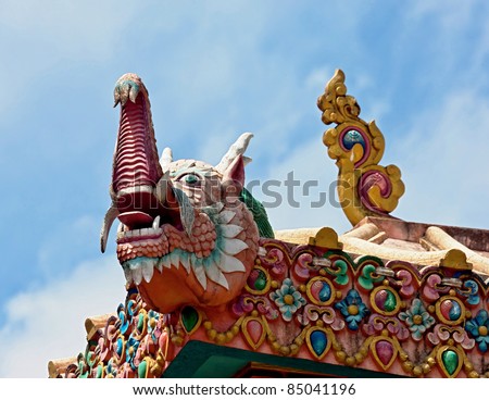 The dragon on the roof of the Tengboche Monastery, Nepal