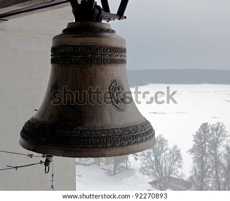 The bell in the church tower of the Nilova Pustyn Monastery - Seliger, Russia