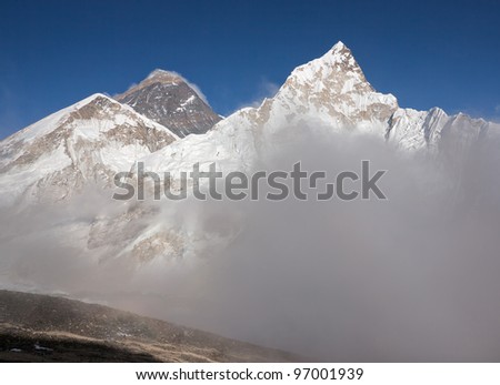 View of the Nuptse and Mt. Everest from Kala Patthar - Mt. Everest region, Nepal