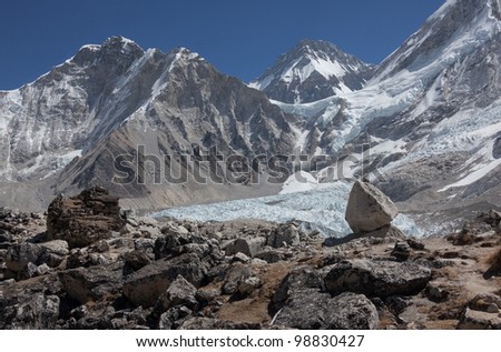 View of Mt. Everest and Khumbu glacier - Nepal