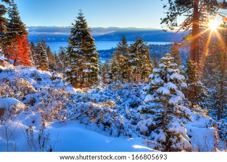 Sunrises Over Lake Tahoe In California.