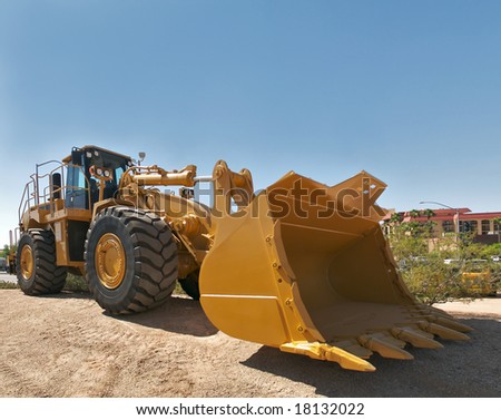 Wide angle shot of an earth-mover.